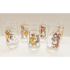 Holly Hobbie Happy Talk Coca-Cola Drinking Glasses American Greetings Set of 6